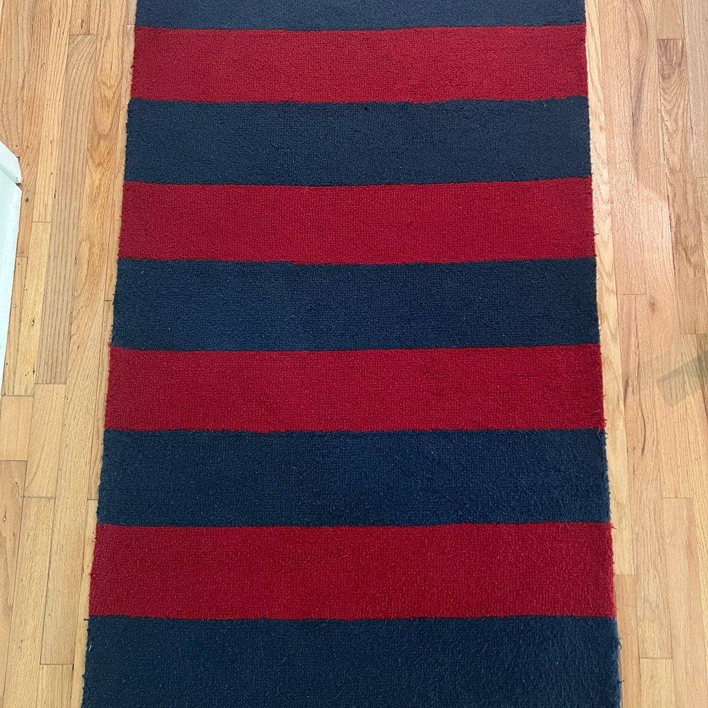 Pottery Barn Kids Navy and Red Stripes Rug